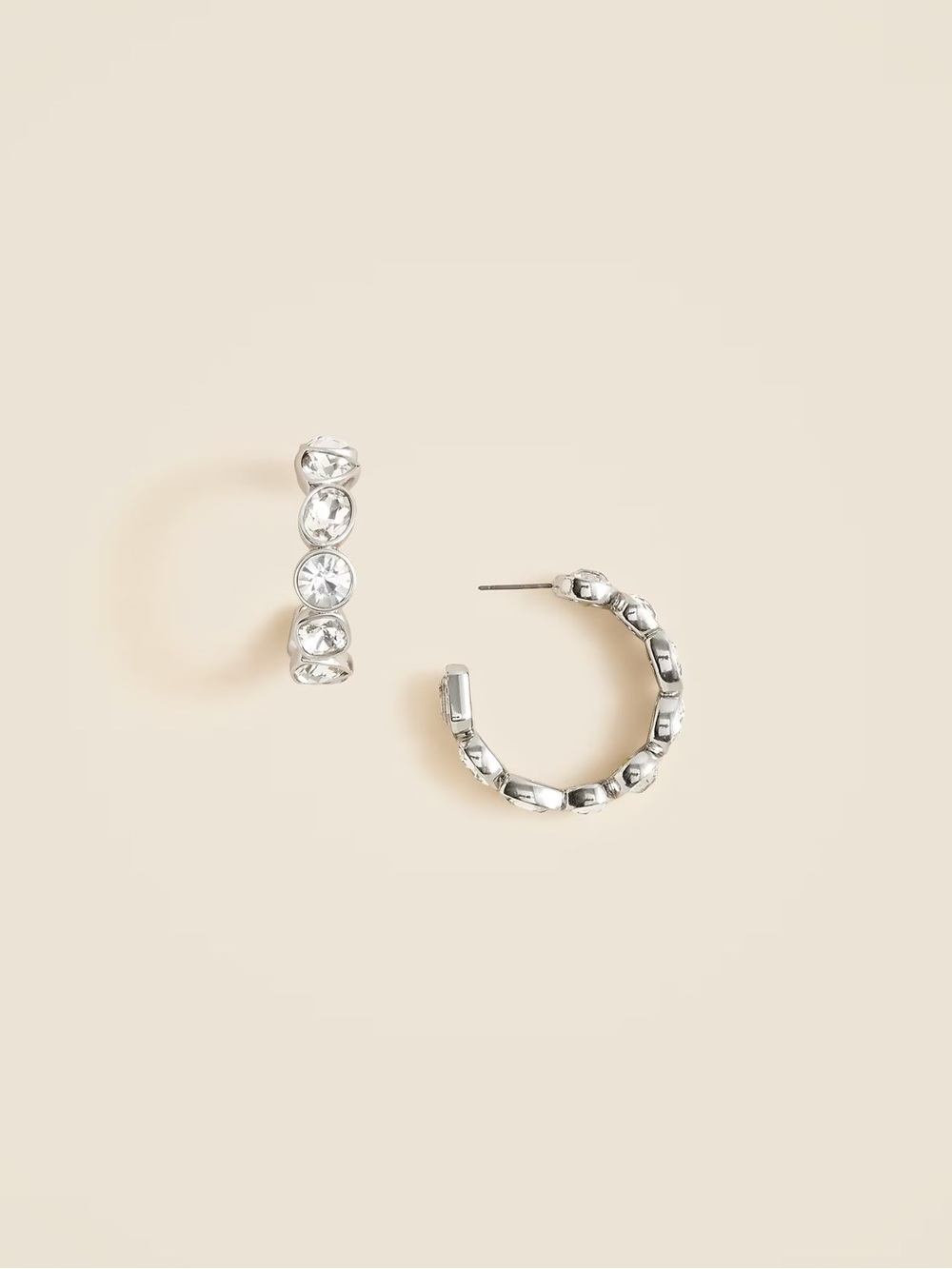 $50 msrp NWT J. Crew Silver Crystal Hoop Earrings